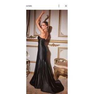 Formal Strapless Mermaid Black Ball Gown Cinderella Divine Size 12